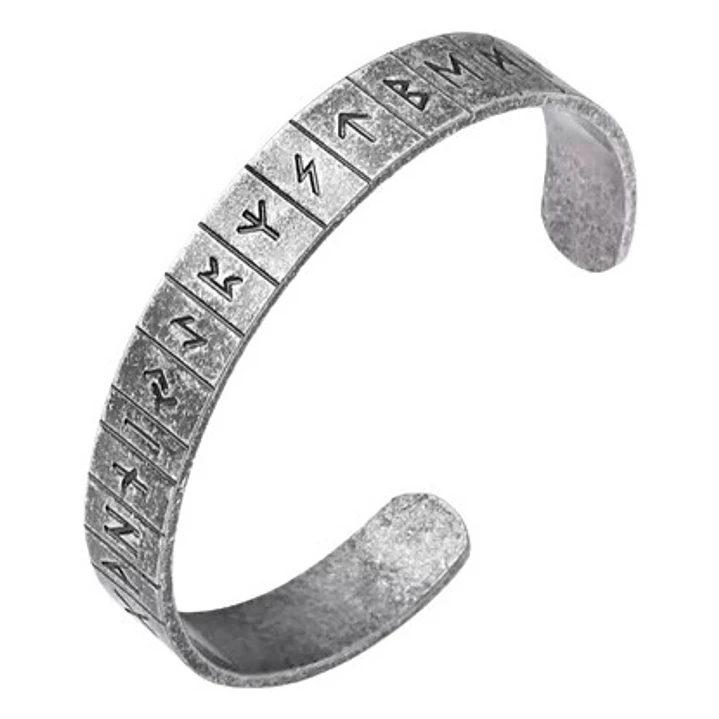 Brazalete Vikingo Runas Nórdicas, Acero Inoxidable, Unisex 1