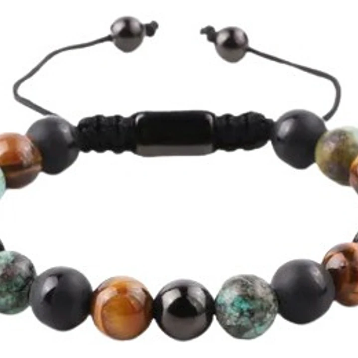 Pulsera Piedras Naturales, Three Stones, Macramé Ajustable 1