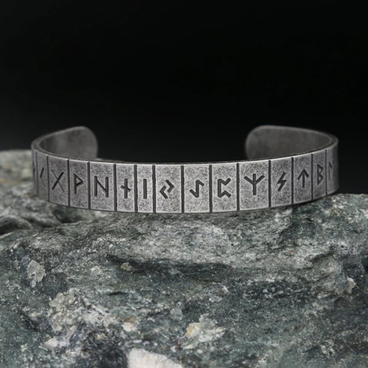 Brazalete Vikingo Runas Nórdicas, Acero Inoxidable, Unisex 3