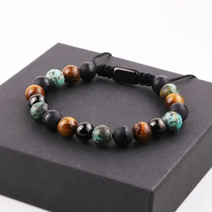 Pulsera Piedras Naturales, Three Stones, Macramé Ajustable 3