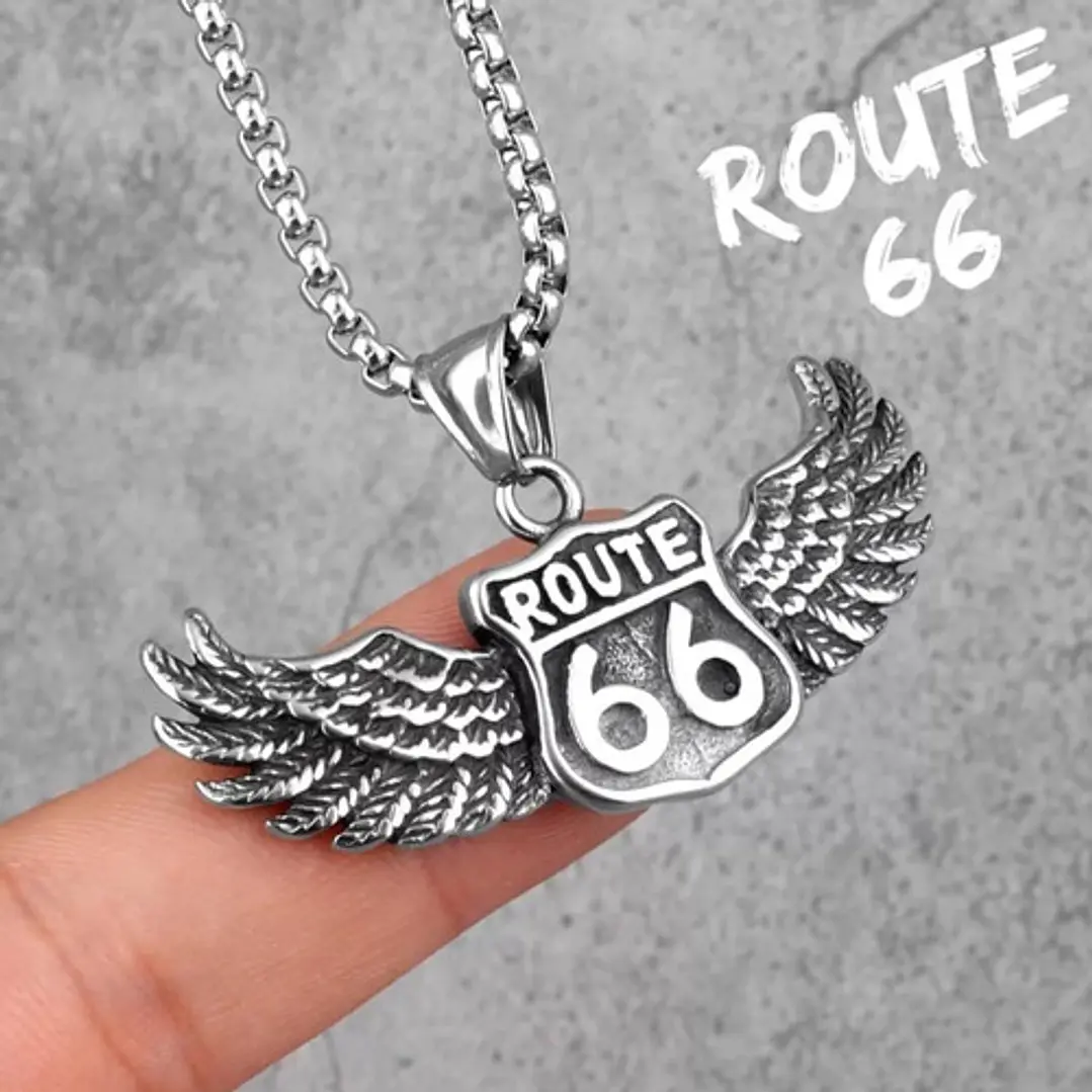 Collar Route 66 Wings, Acero Inoxidable, Hombre 3
