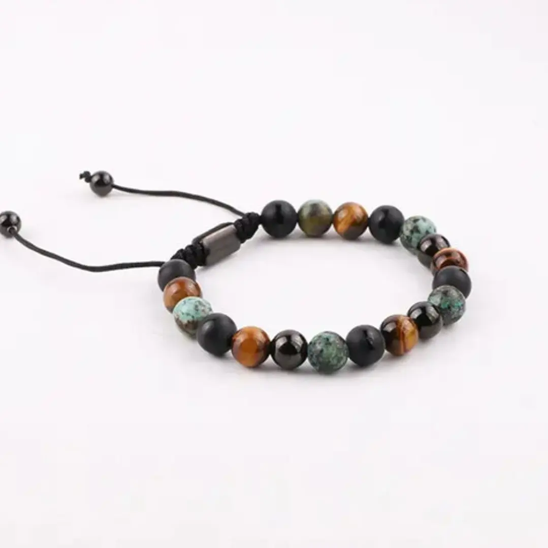 Pulsera Piedras Naturales, Three Stones, Macramé Ajustable 4