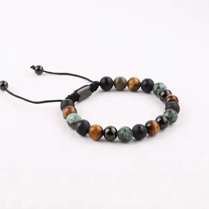 Pulsera Piedras Naturales, Three Stones, Macramé Ajustable 4