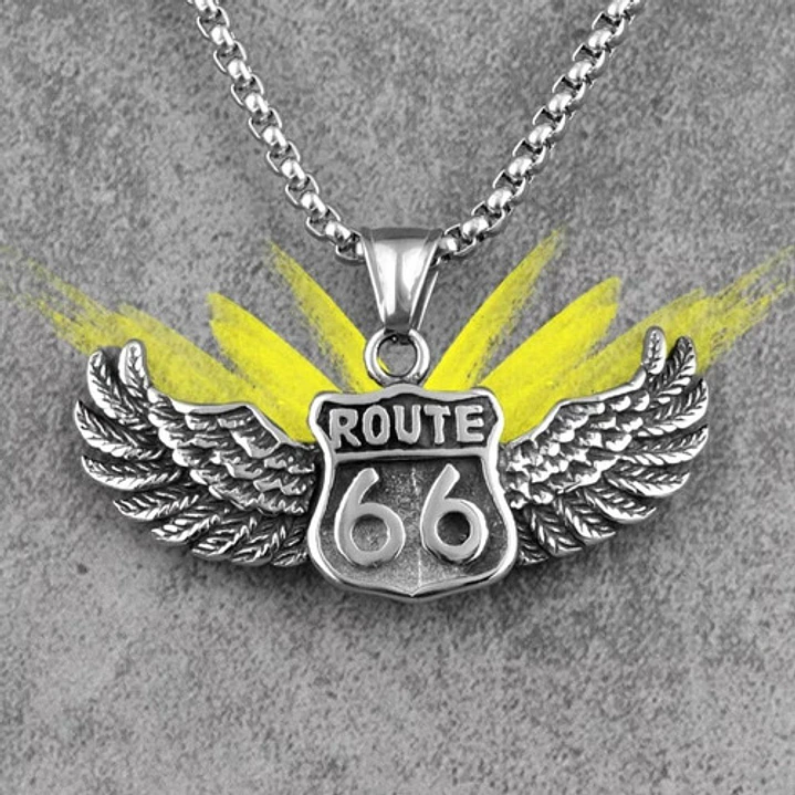 Collar Route 66 Wings, Acero Inoxidable, Hombre 4