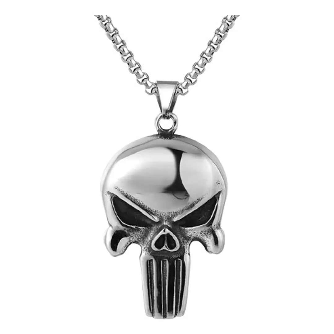 Collar The Punisher, Acero Inoxidable Macizo, Hombre 1