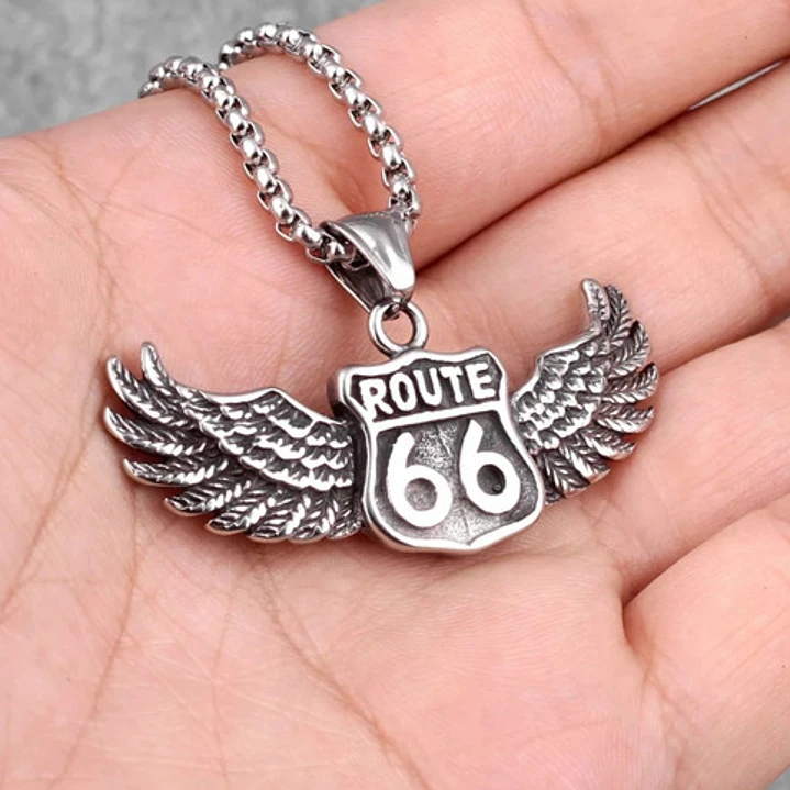 Collar Route 66 Wings, Acero Inoxidable, Hombre 5