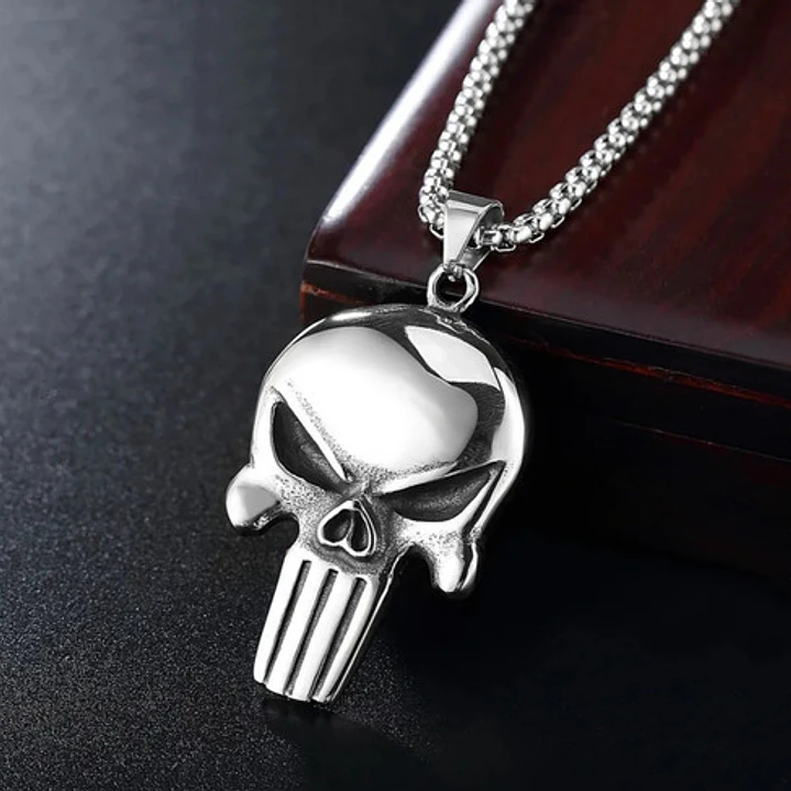 Collar The Punisher, Acero Inoxidable Macizo, Hombre 2