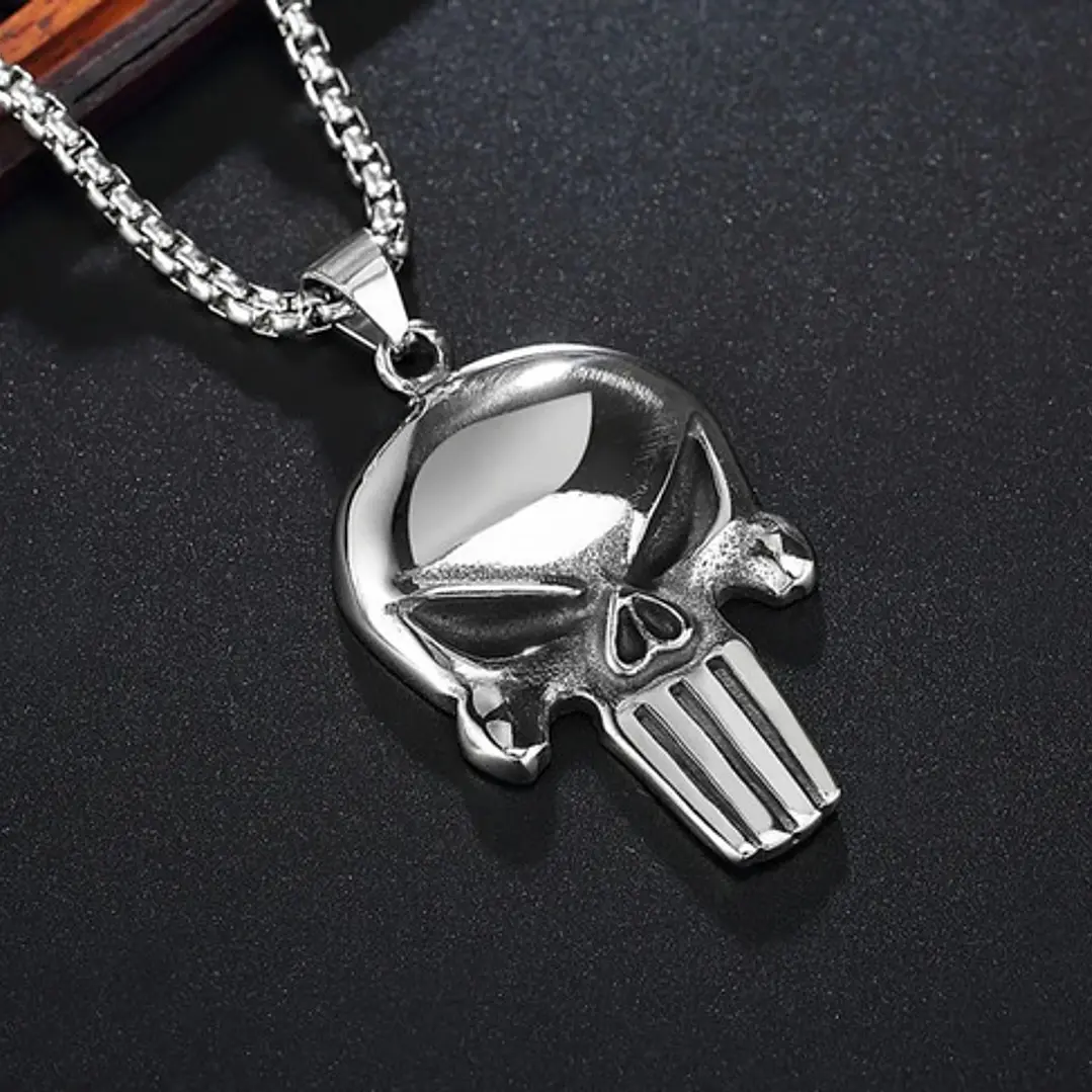 Collar The Punisher, Acero Inoxidable Macizo, Hombre 3
