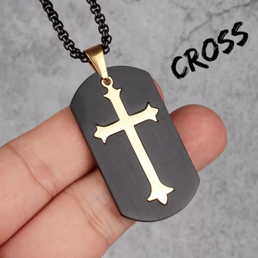 Collar Cruz Desmontable, Acero Inoxidable, Hombre 2