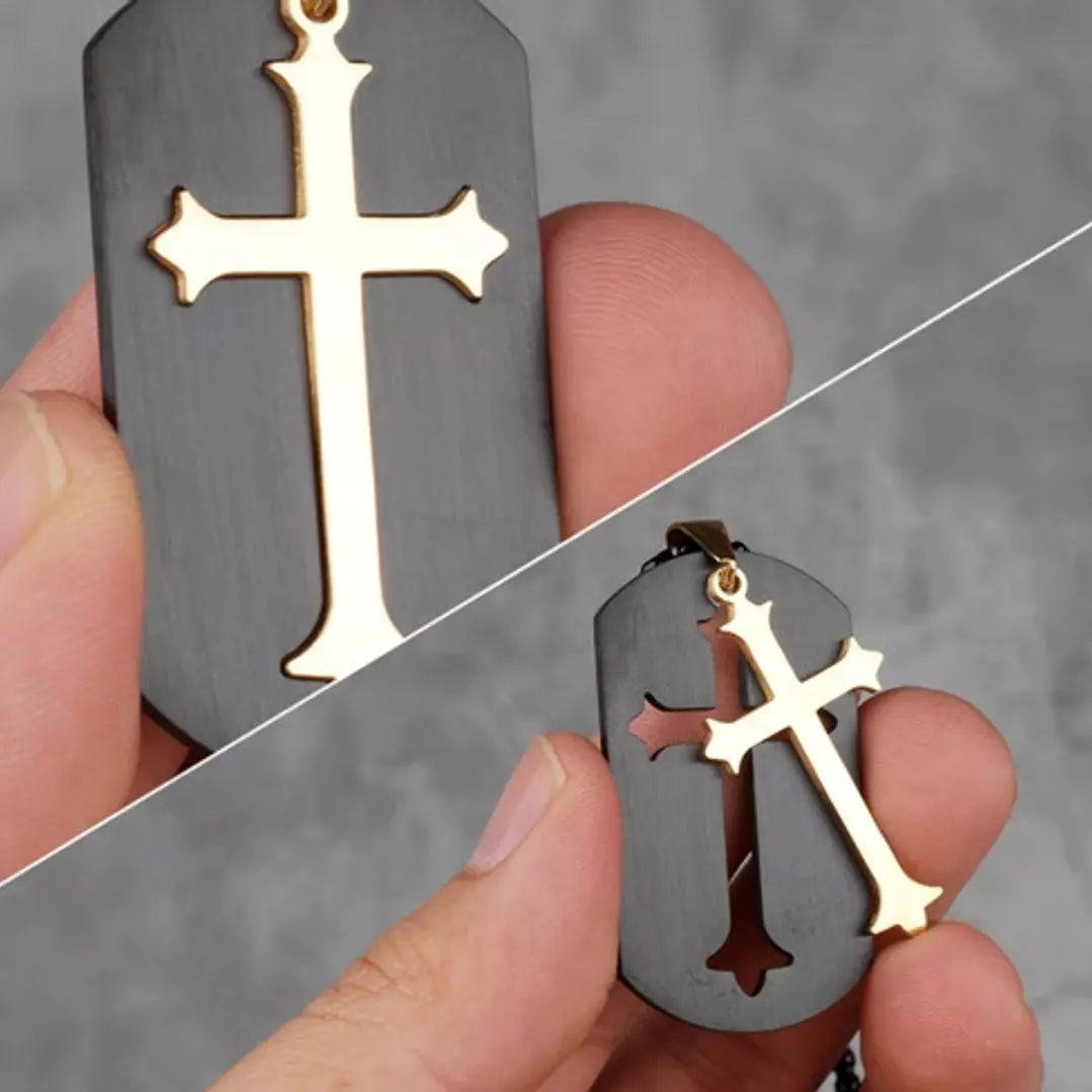 Collar Cruz Desmontable, Acero Inoxidable, Hombre 3