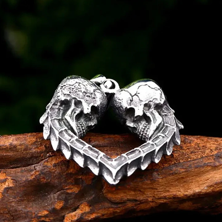 Collar Rock Calaveras Corazón, Acero Inoxidable, Unisex 4