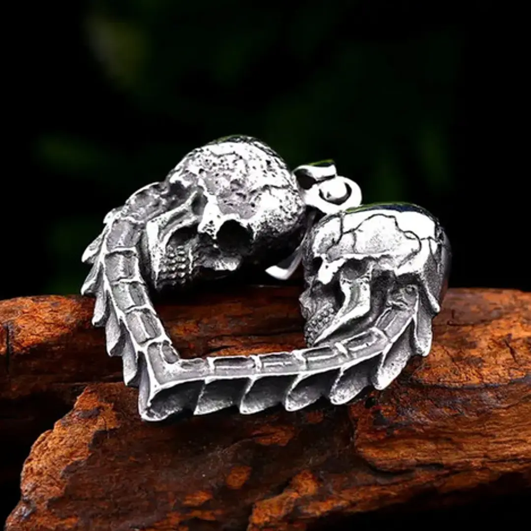 Collar Rock Calaveras Corazón, Acero Inoxidable, Unisex 5