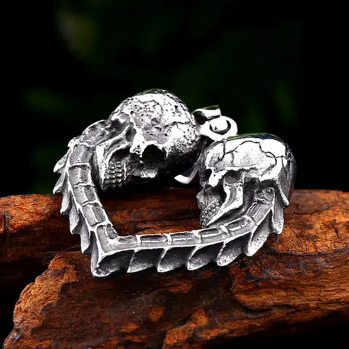 Collar Rock Calaveras Corazón, Acero Inoxidable, Unisex 5