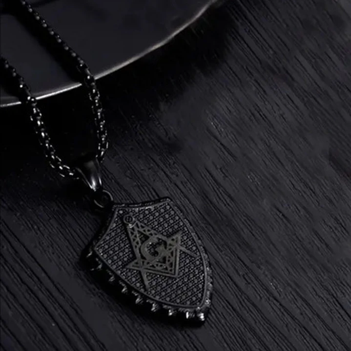 Collar Con Símbolo Masón, Acero Inoxidable, Hombre 4