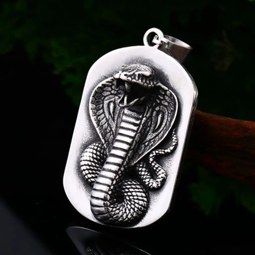 Collar Serpiente Cobra, Acero Inoxidable, Hombre 2
