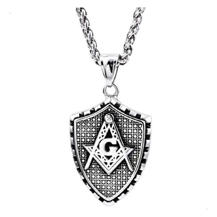 Collar Con Símbolo Masón, Acero Inoxidable, Hombre 7