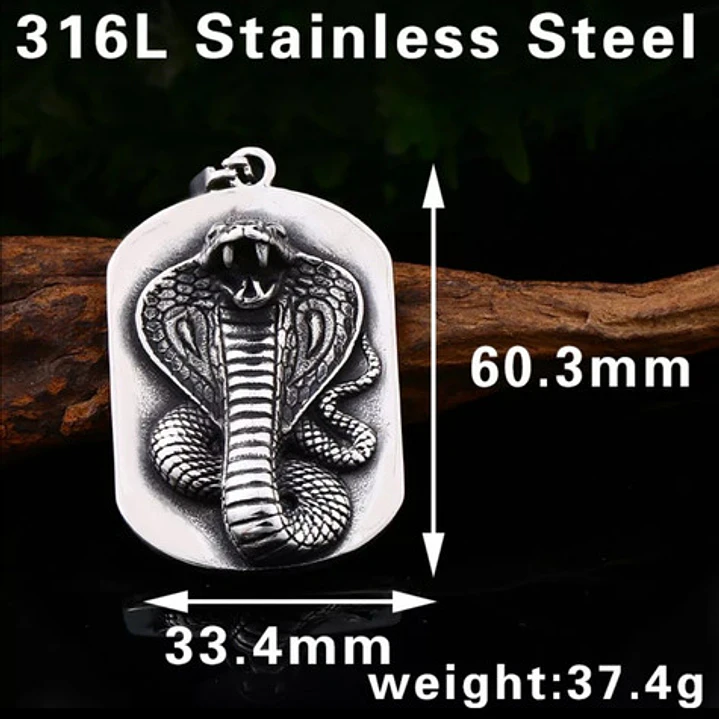 Collar Serpiente Cobra, Acero Inoxidable, Hombre 5