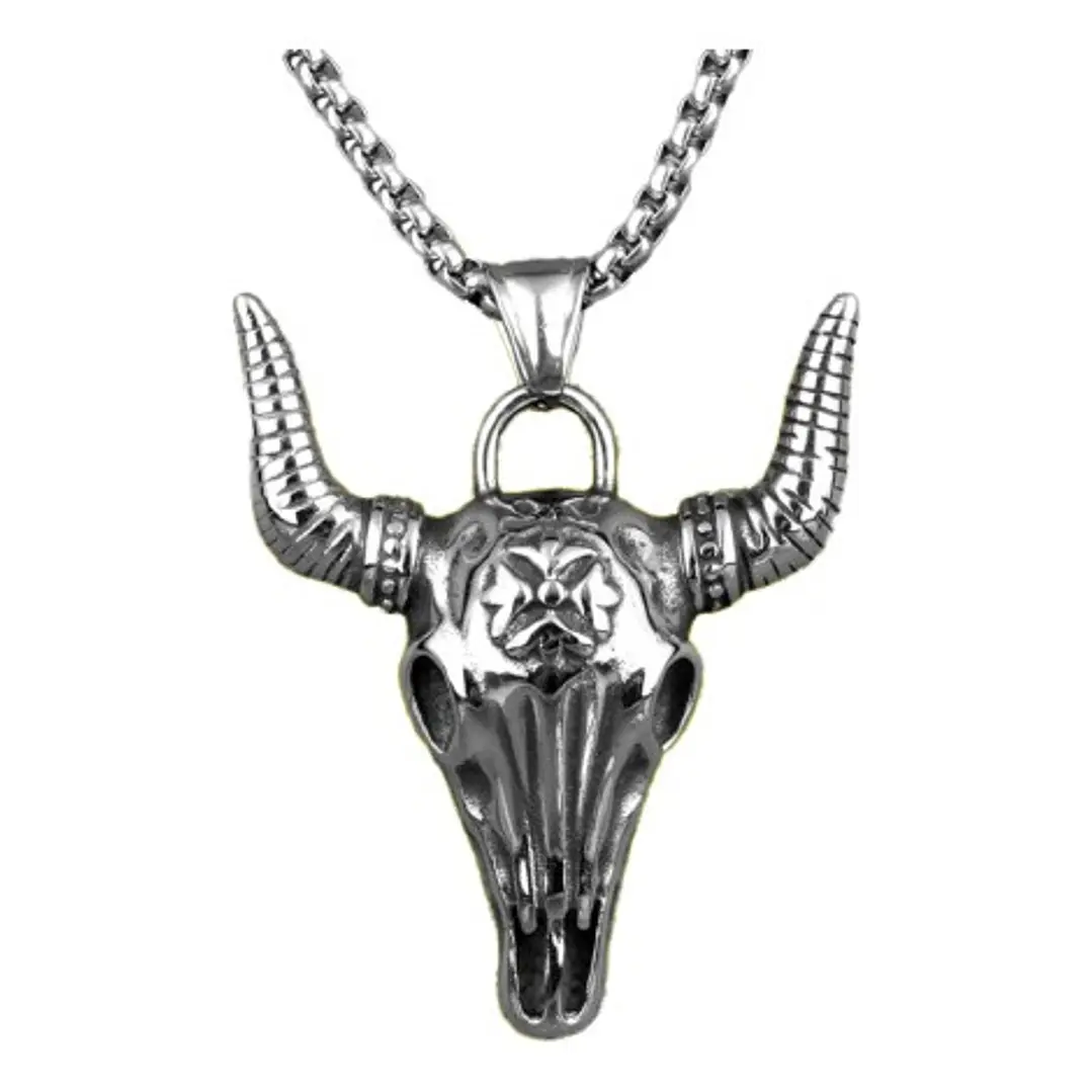 Collar Cattle Skull, Acero Inoxidable, Hombre 1