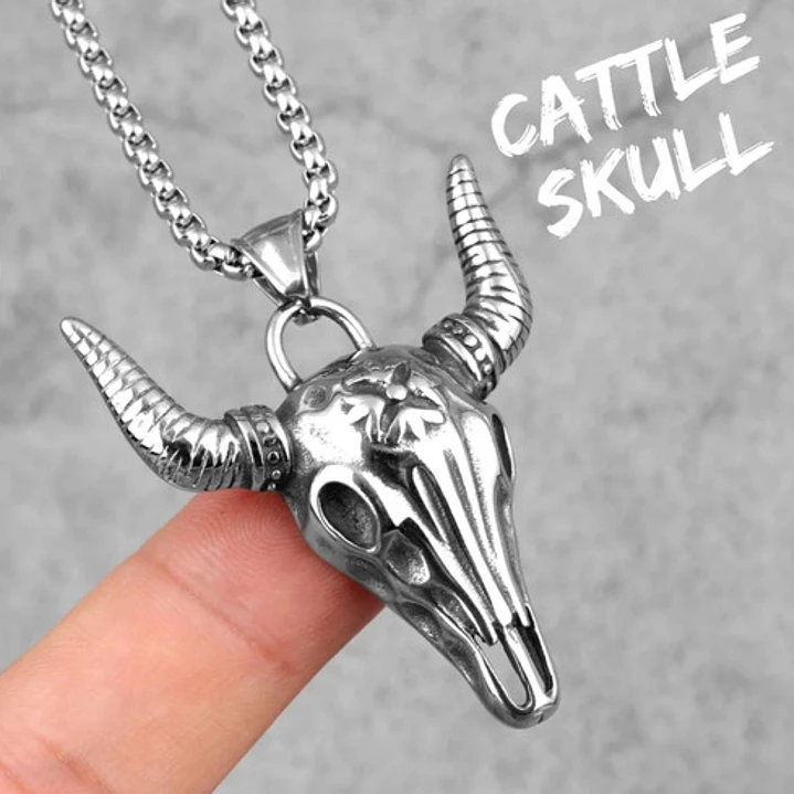 Collar Cattle Skull, Acero Inoxidable, Hombre 2