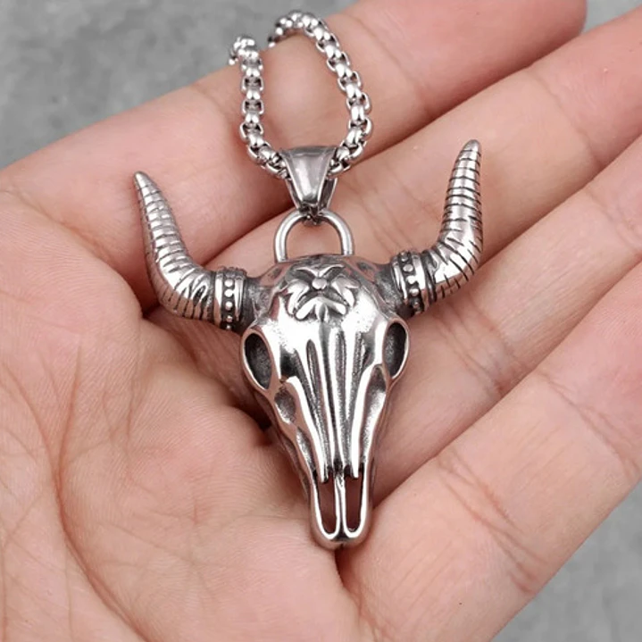 Collar Cattle Skull, Acero Inoxidable, Hombre 3