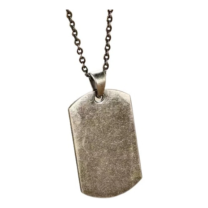 Collar Placa Militar Lisa, Acero Inoxidable Vintage, Hombre 1