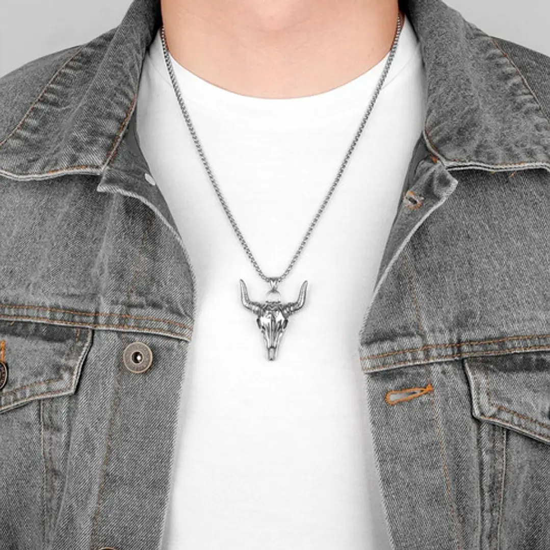 Collar Cattle Skull, Acero Inoxidable, Hombre 6