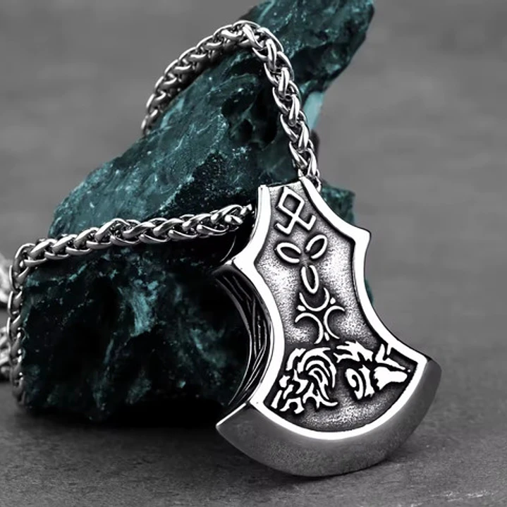 Collar Vikingo Hacha Maciza, Acero Inoxidable, Hombre 2