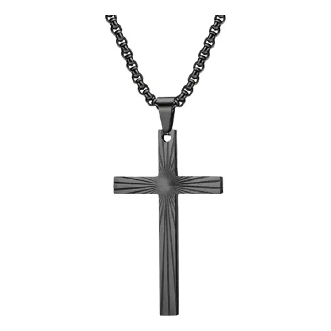Collar Lines Cross, Acero Inoxidable, Hombre 1
