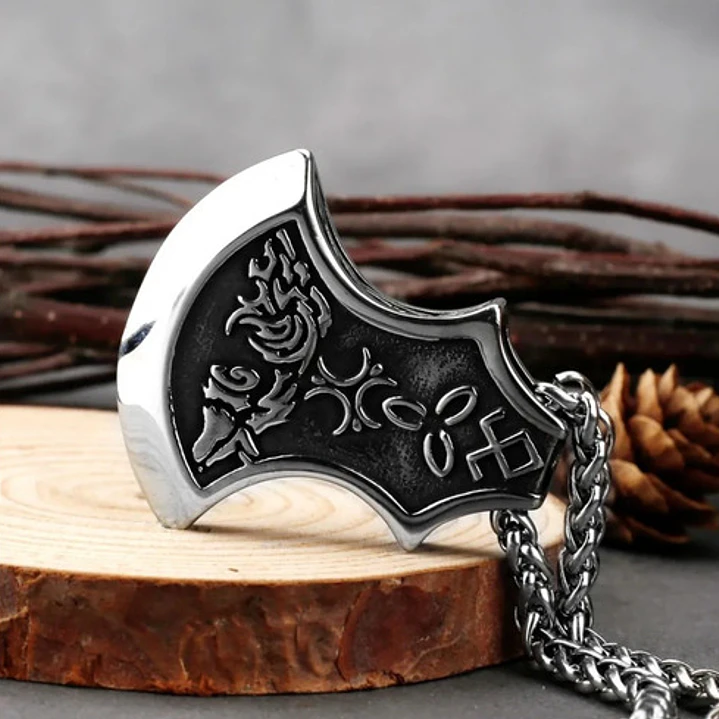 Collar Vikingo Hacha Maciza, Acero Inoxidable, Hombre 3