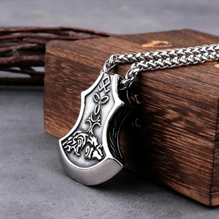 Collar Vikingo Hacha Maciza, Acero Inoxidable, Hombre 5