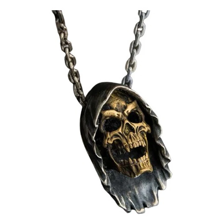 Collar Death Skull, Acero Inoxidable Macizo, Hombre 1