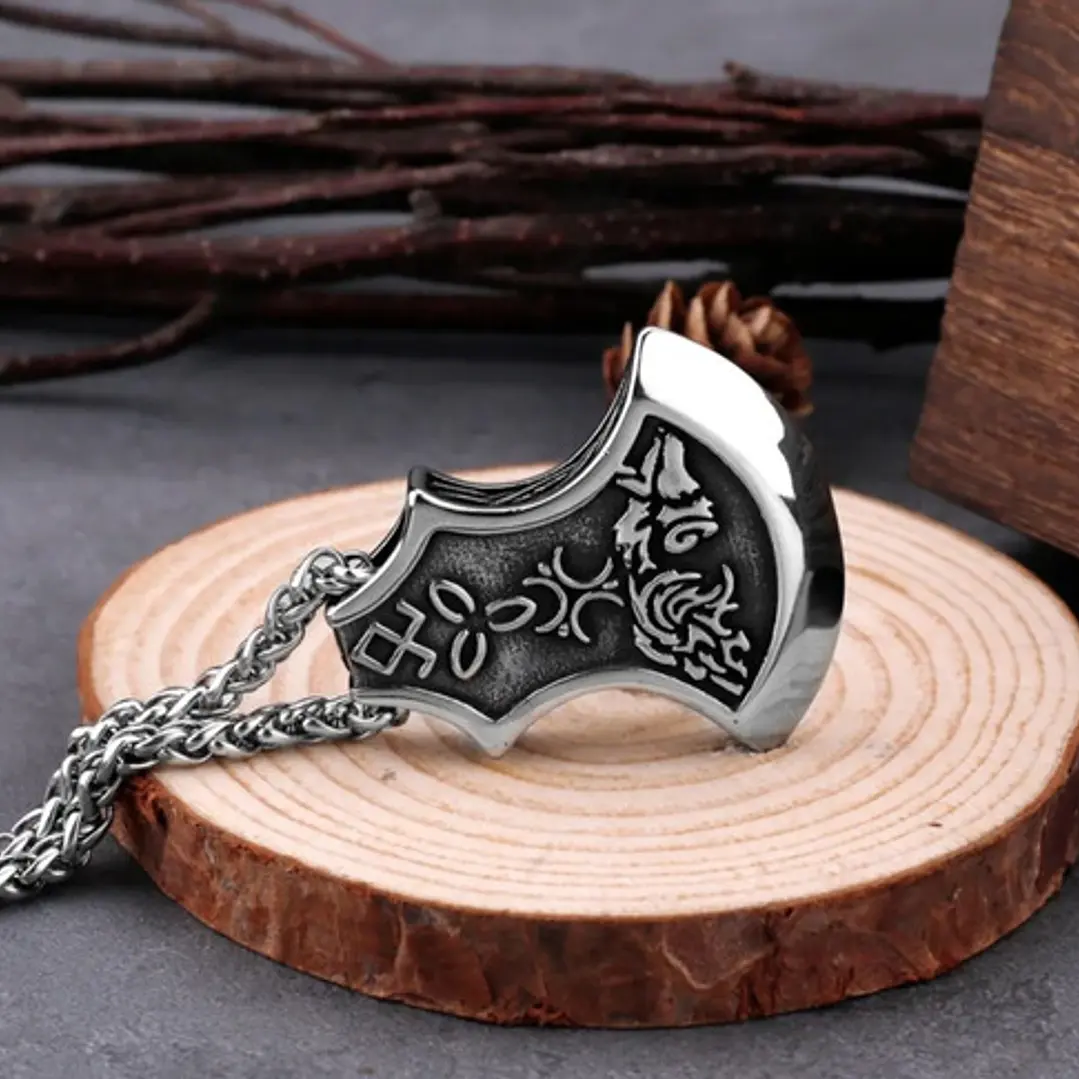 Collar Vikingo Hacha Maciza, Acero Inoxidable, Hombre 6