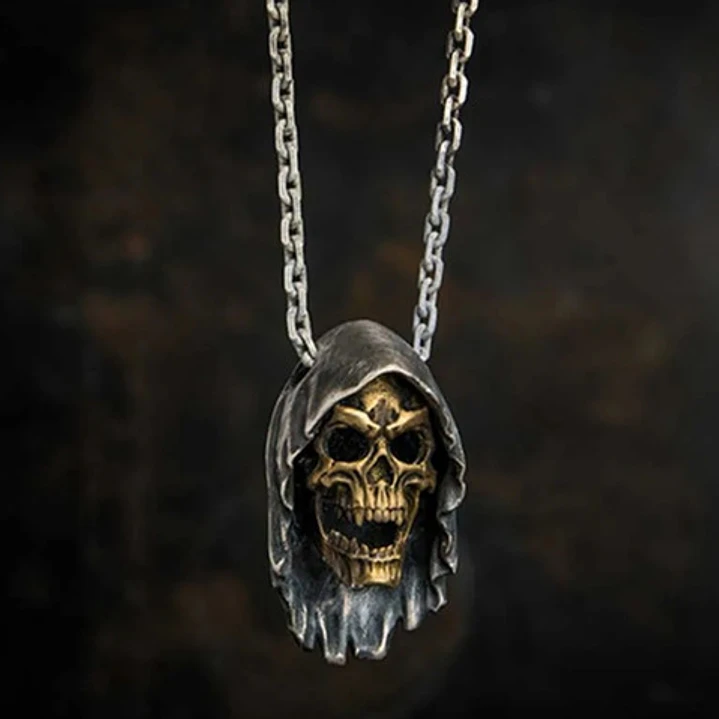 Collar Death Skull, Acero Inoxidable Macizo, Hombre 3