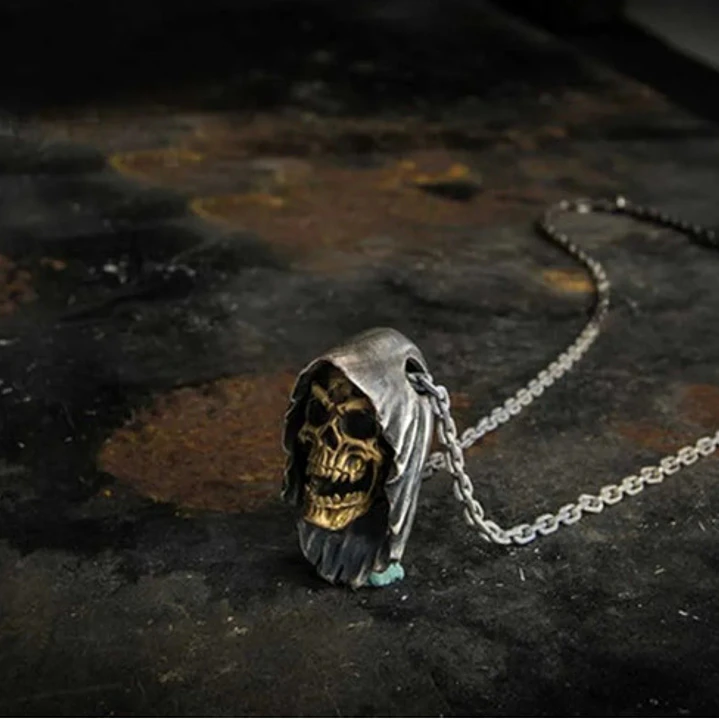 Collar Death Skull, Acero Inoxidable Macizo, Hombre 5