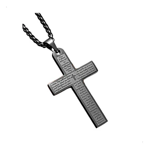 Collar Our Father Cross, Acero Inoxidable, Hombre