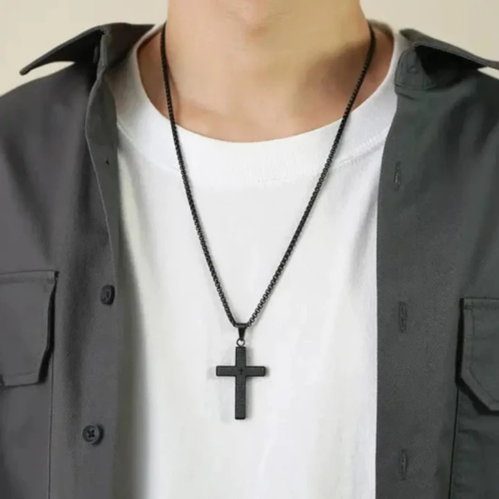 Collar Our Father Cross, Acero Inoxidable, Hombre 4