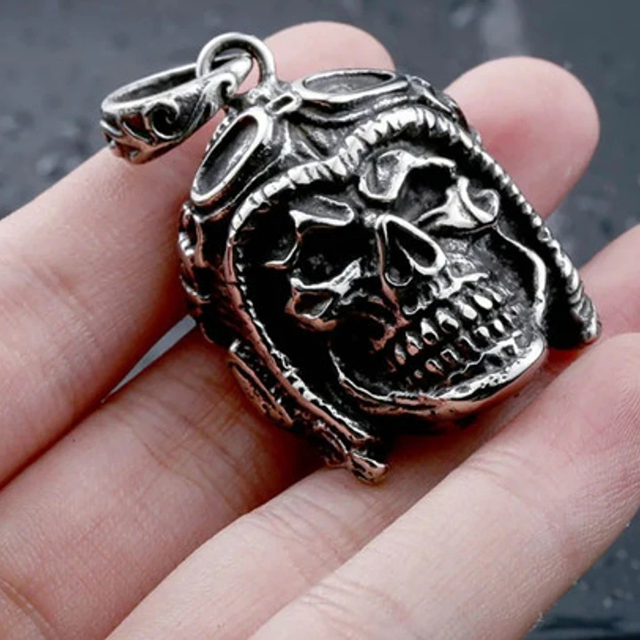 Collar Aviator Skull, Acero Inoxidable, Hombre 2