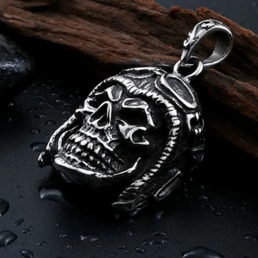 Collar Aviator Skull, Acero Inoxidable, Hombre 3