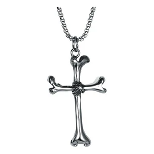 Collar Bone Cross, Acero Inoxidable, Hombre