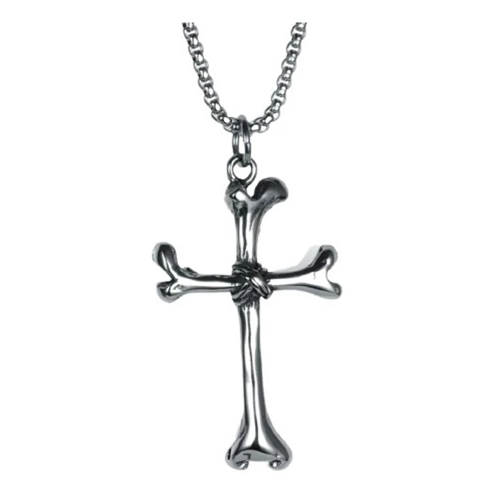 Collar Bone Cross, Acero Inoxidable, Hombre 1