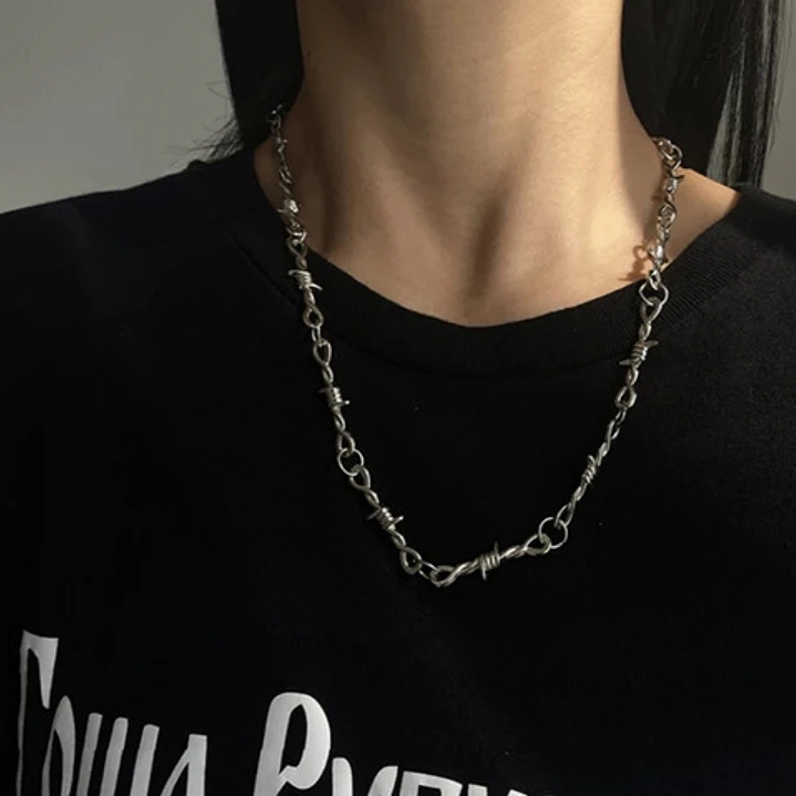 Collar Alambre De Púas, Acero Inoxidable, Unisex  3