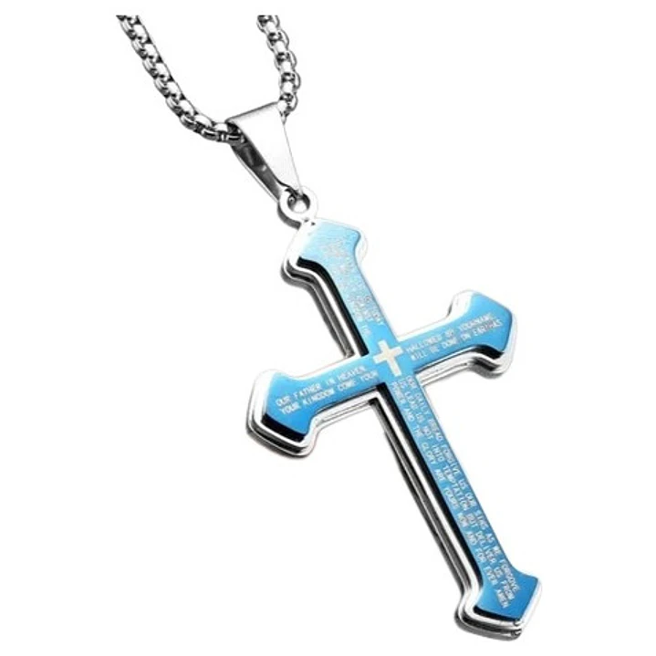 Collar Multi Layered Cross, Acero Inoxidable, Tamaño Grande 1