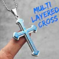 Collar Multi Layered Cross, Acero Inoxidable, Tamaño Grande - Miniatura 2