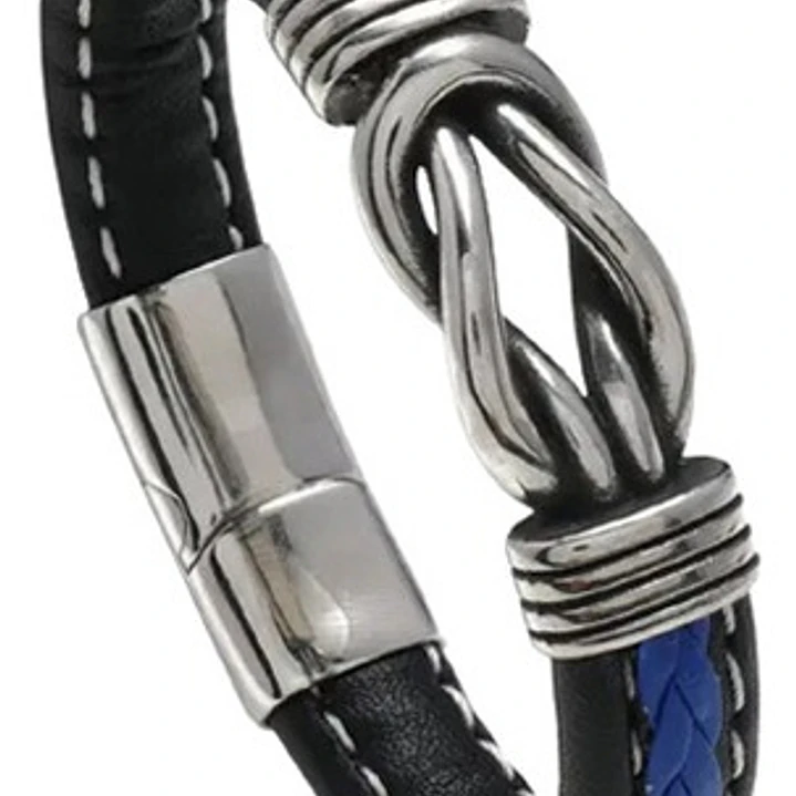 Pulsera Cuero Blue Braid, Cierre Magnético, Hombre 1