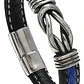 Pulsera Cuero Blue Braid, Cierre Magnético, Hombre - Miniatura 1