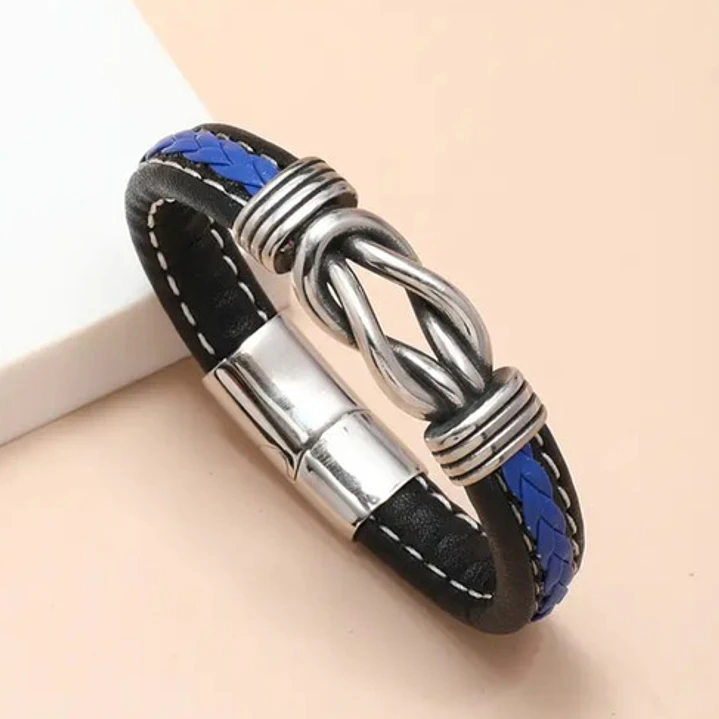Pulsera Cuero Blue Braid, Cierre Magnético, Hombre 2