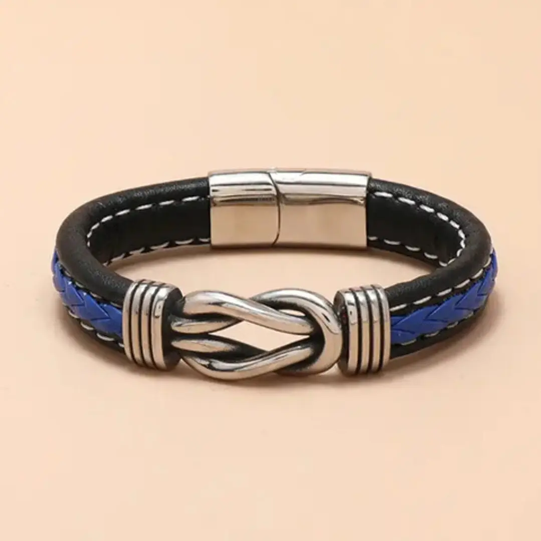 Pulsera Cuero Blue Braid, Cierre Magnético, Hombre 4