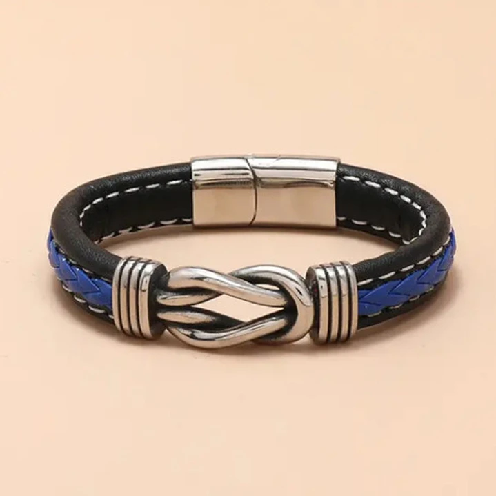 Pulsera Cuero Blue Braid, Cierre Magnético, Hombre 4