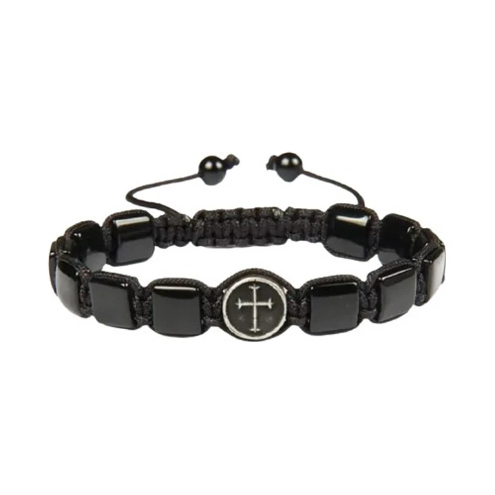 Pulsera Piedras Naturales Cross And Onyx Square, Macramé 1