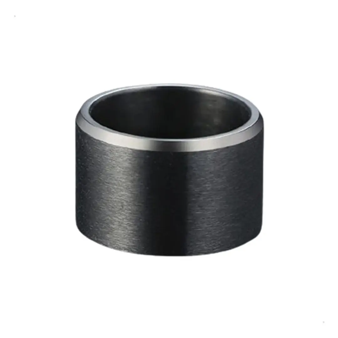 Anillo Tarento Black 15mm, Acero Inoxidable, Moda Hombre 1